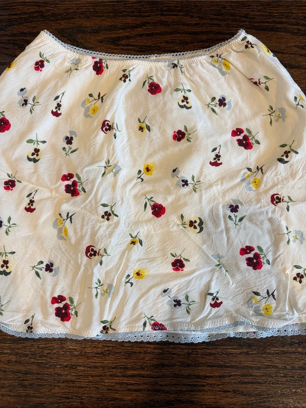GAP White Mini Skirt with Red and Yellow Floral Print